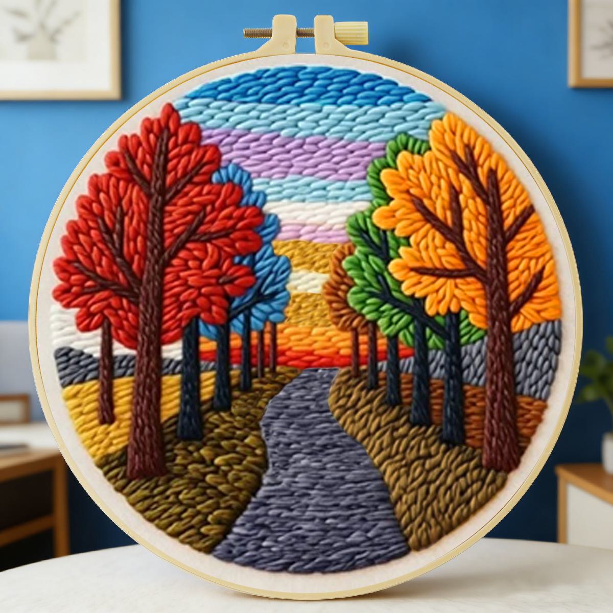 Printed Embroidery Kit - طقم تطريز بالإبرة المثقوبة بتصميم المناظر
