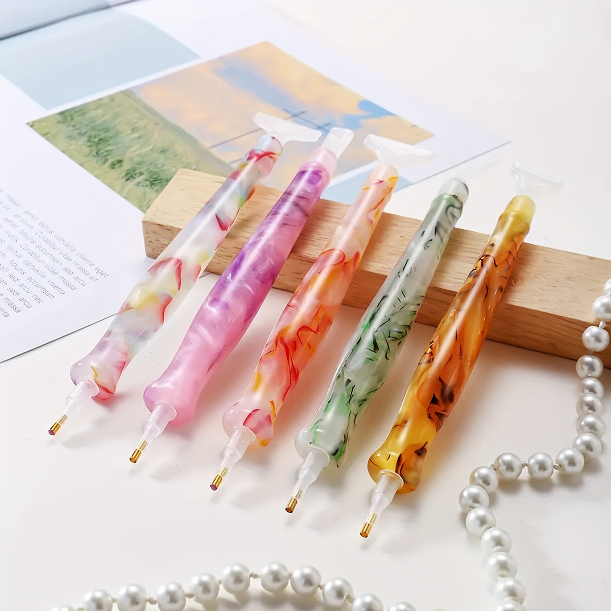 Embroidery Needle Pen - 1 قطعة لون عشوائي الراتنج الرجعية