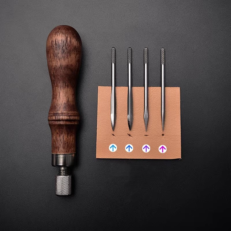 Punch Needle Handle - مجموعة أدوات ثقب الجلد 4 في