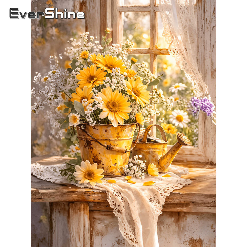 Embroidery Daisy Flower - لوحة تطريز ماسية من إيفرشاين بتصميم