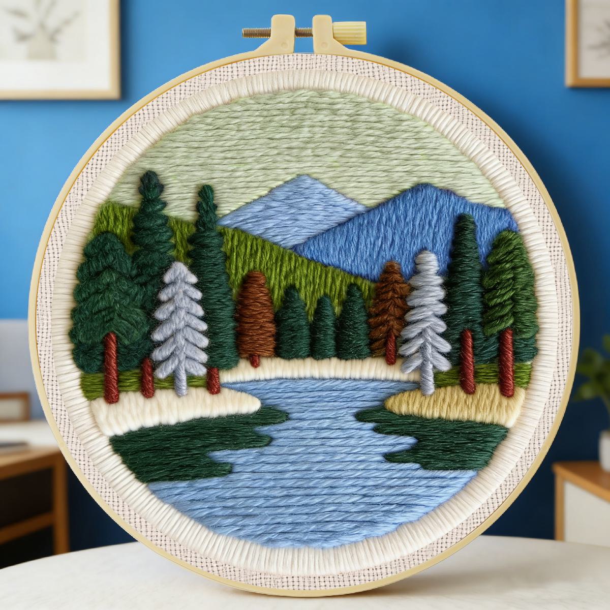 Printed Embroidery Kit - طقم تطريز بالإبرة المثقوبة للمناظر الطبيعية