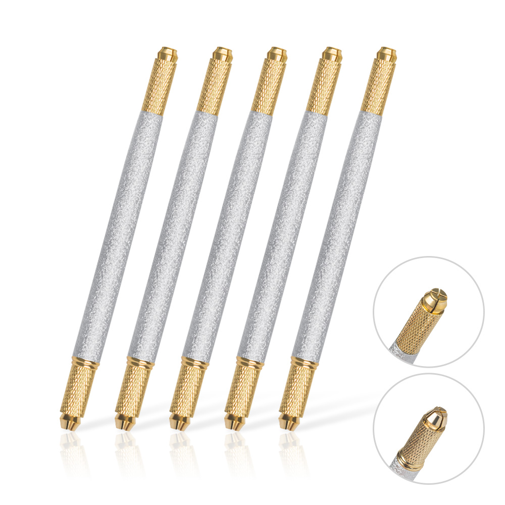 Embroidery Needle Pen - 1 قطعة Microblading مزدوجة نهاية المعادن