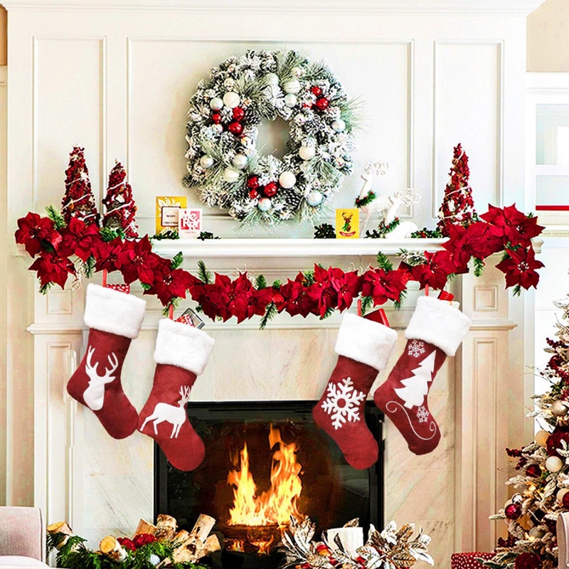 الأحمر سانتا تخزين الأيائل ندف - مراجعة Embroidery Xmas Stocking وسعره