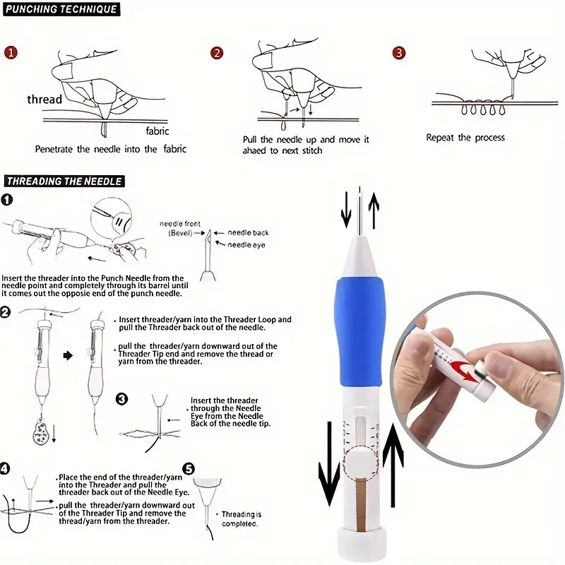 طقم تطريز للمبتدئين والكبار -  - مراجعة Punch Needle Handle وسعره