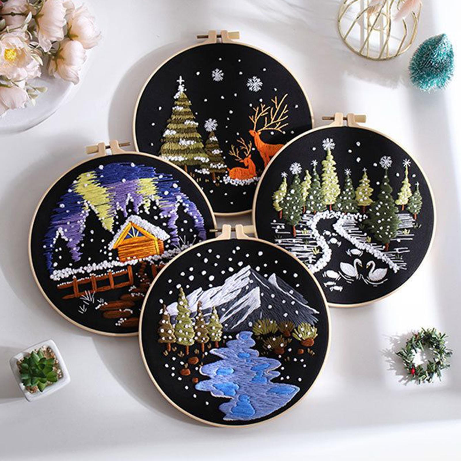 طقم تطريز عيد الميلاد سهل مشهد - مراجعة Embroidery Kitchen وسعره