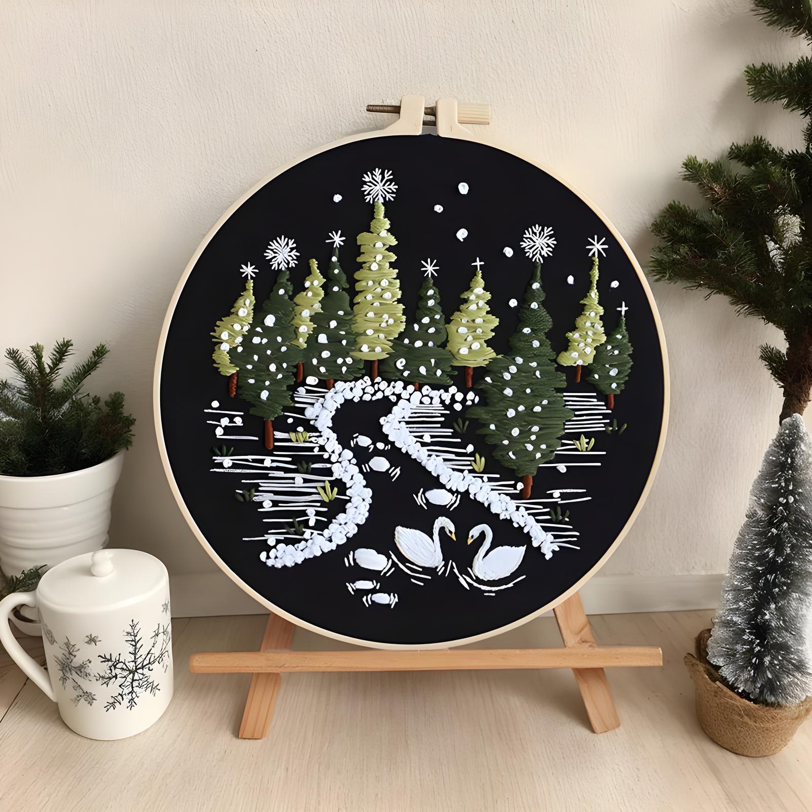 طقم تطريز عيد الميلاد سهل مشهد - مراجعة Embroidery Kitchen وسعره