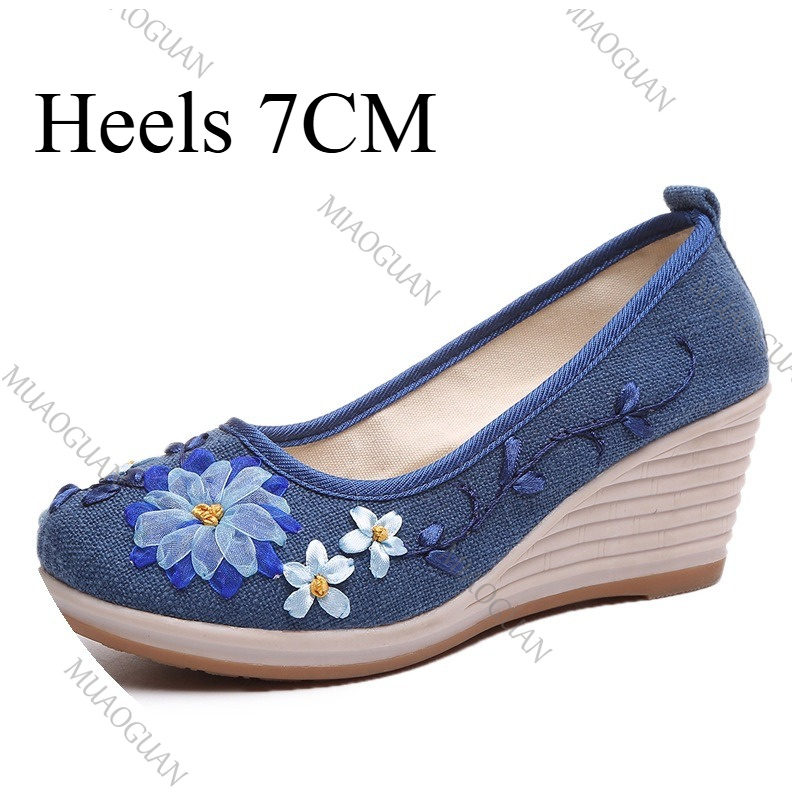 أحذية نسائية مريحة بكعب ويدج م - مراجعة Embroidery Canvas وسعره