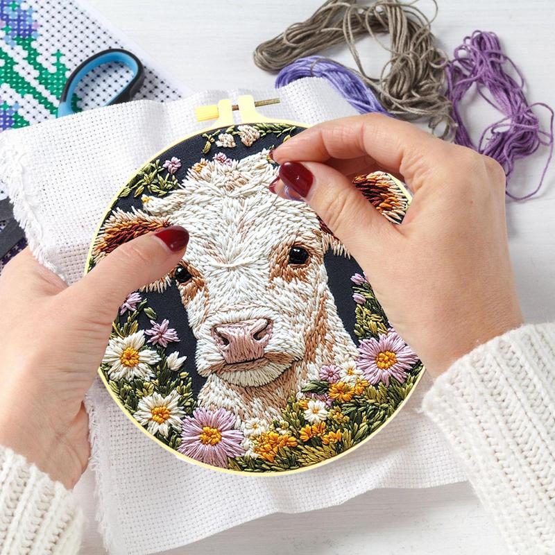 مجموعات التطريز للبالغين البقر - مراجعة Embroidery Daisy Flower وسعره