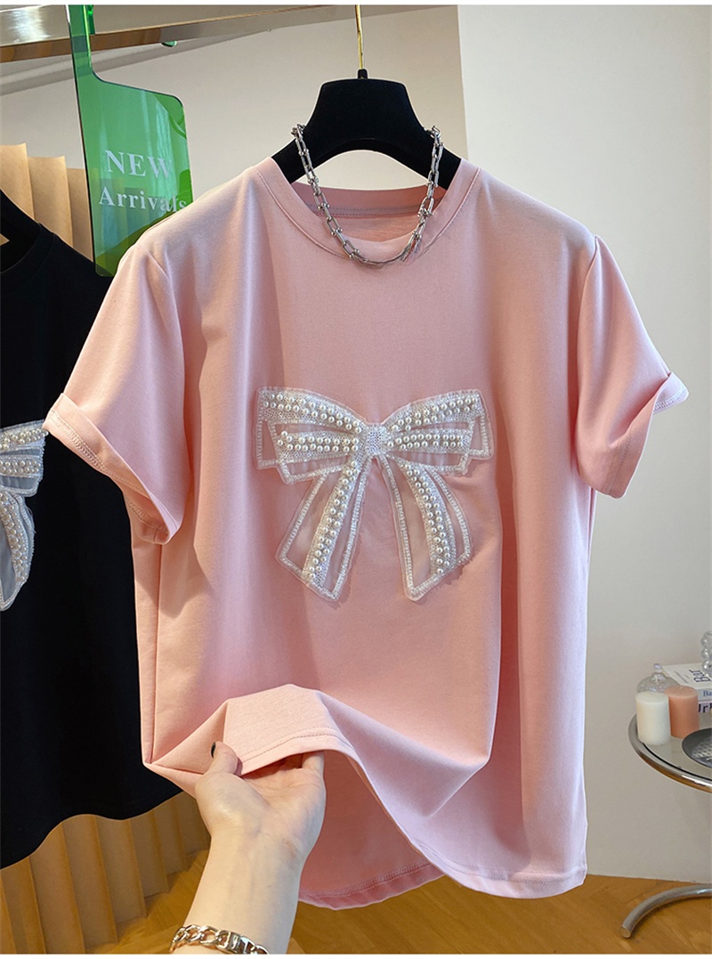 تي شيرت نسائي فضفاض بأكمام قصي - مراجعة Embroidery Knot وسعره