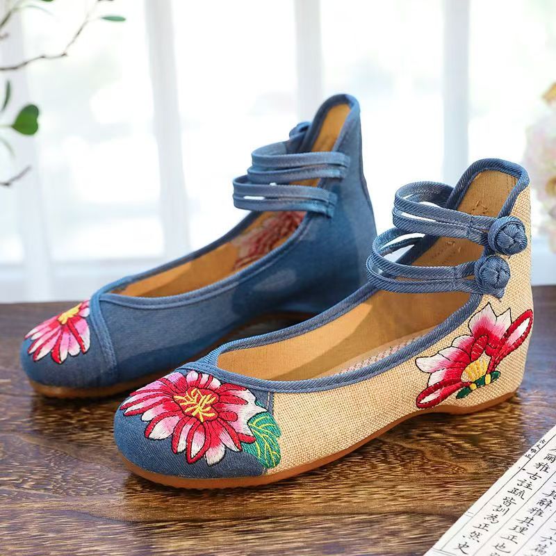 أحذية نسائية بكعب ويدجز مطرزة  - مراجعة Embroidery Canvas وسعره
